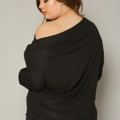Plus Size Asymmetric Cold Shoulder Long Sleeve Top -Radiant Drape Sales 2019863 001 3