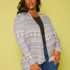 Plus Size Aztec Pattern Open Front Cardigan
