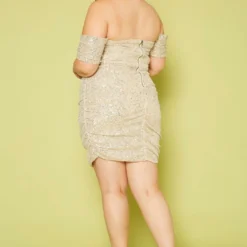 Plus Size Sequin Off Shoulder Mini Dress 8 Plus Size Sequin Off Shoulder Mini Dress -Radiant Drape Sales 2019868 001 3