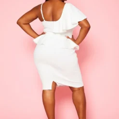 Plus Size Ruffle Hem One Sleeve Mini Dress -Radiant Drape Sales 2019870 001 5