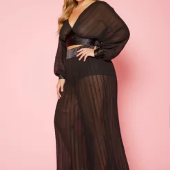 Plus Size Pleated Dolman Sleeve Top & Palazzo Pants Set -Radiant Drape Sales 2019872 001 3