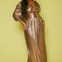 Plus Size Bronze Flare Maxi Dress -Radiant Drape Sales 2019873 001 1
