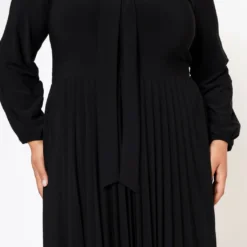 Plus Size Bow Collar Pleated Fit & Flare Dress -Radiant Drape Sales 2019881 003 5
