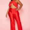 Plus Size Halter Neck Flare Jumpsuit