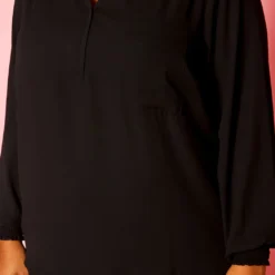 Plus Size V Neck Pocket Hem Long Sleeve Blouse -Radiant Drape Sales 2019925 001 5