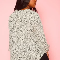 Plus Size V Neck Spotted Blouse -Radiant Drape Sales 2019926 002 3