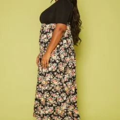 Plus Size Floral Print Flare Maxi Dress -Radiant Drape Sales 2019938 001 2