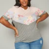 Plus Size Multi Print Short Sleeve Shirt