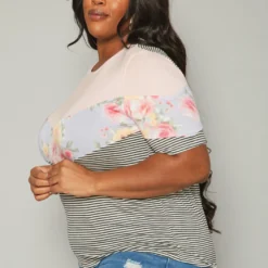 Plus Size Multi Print Short Sleeve Shirt -Radiant Drape Sales 2019941 001 2