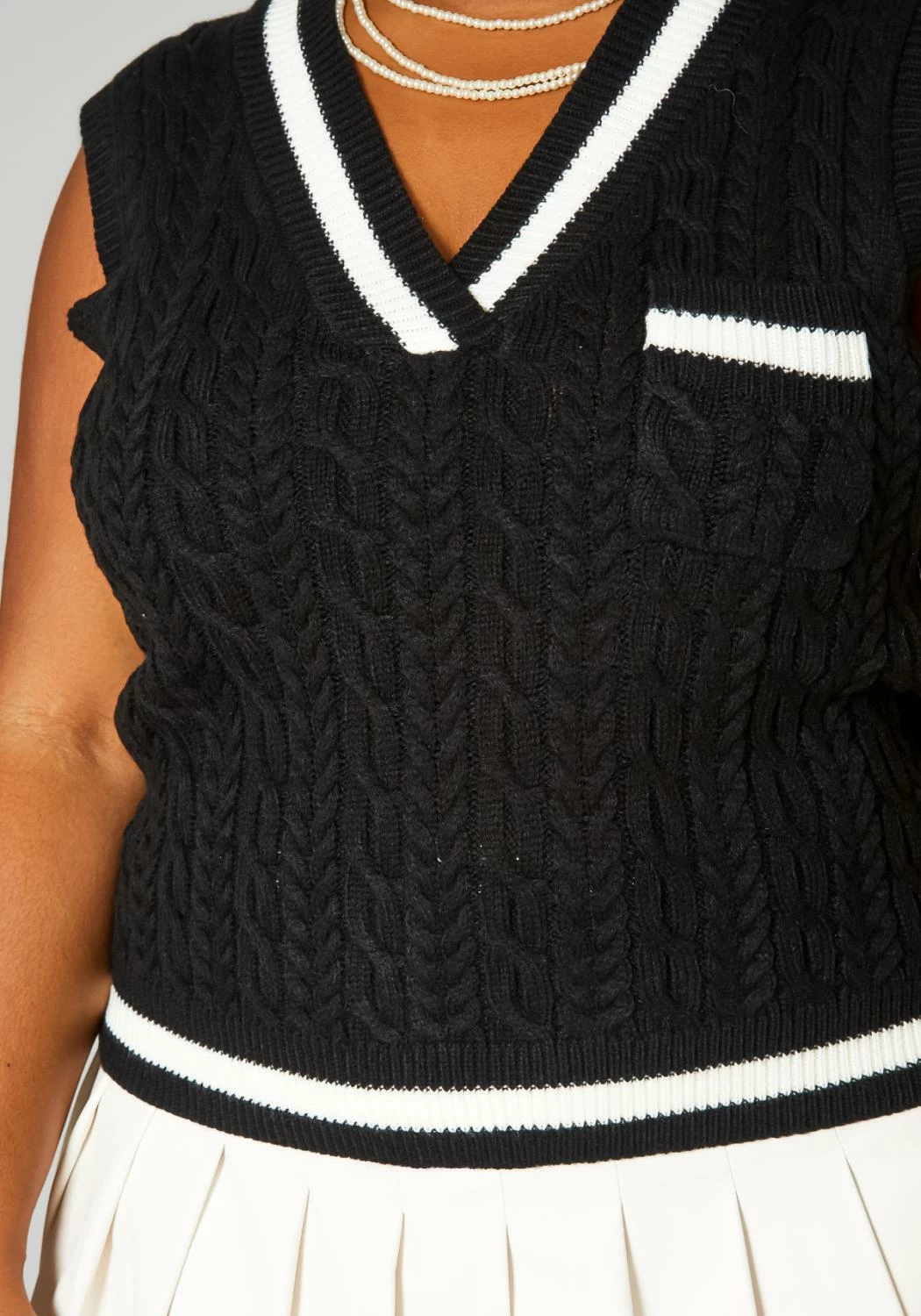 Plus Size Cable Knit Varsity Top 5 Plus Size Cable Knit Varsity Top - Image 5