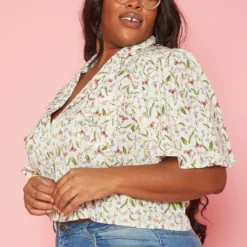 Plus Size Floral Pattern Collar Neck Shirt -Radiant Drape Sales 2019946 002 1