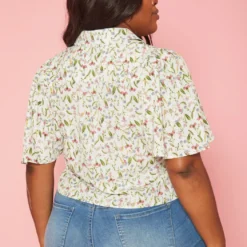 Plus Size Floral Pattern Collar Neck Shirt -Radiant Drape Sales 2019946 002 3