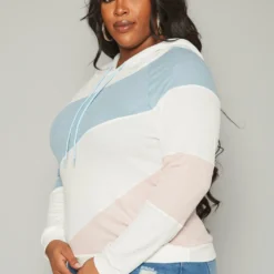Plus Size Color Block Ribbed Hooded Sweater -Radiant Drape Sales 2019948 001 2