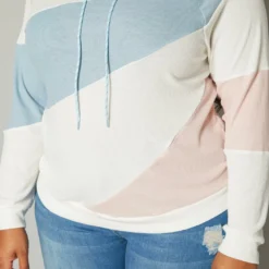 Plus Size Color Block Ribbed Hooded Sweater -Radiant Drape Sales 2019948 001 4