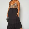 Plus Size Tiered Flare Maxi Skirt
