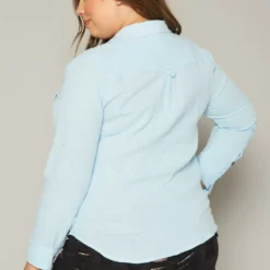 Plus Size Collar Neck Button Up Shirt -Radiant Drape Sales 2019950 002 3