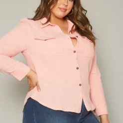 Plus Size Collar Neck Button Up Shirt -Radiant Drape Sales 2019950 003 2
