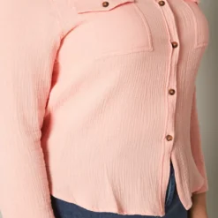 Plus Size Collar Neck Button Up Shirt -Radiant Drape Sales 2019950 003 4