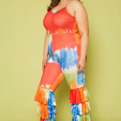 Plus Size Tie Dye Tiered Flare Jumpsuit -Radiant Drape Sales 2019961 001 2
