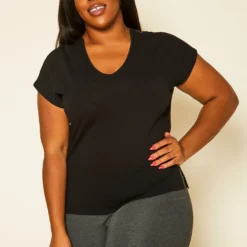 Plus Size Embroidered V-Neck Top