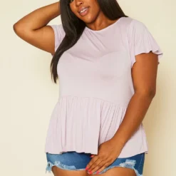 Plus Size Embroidered Peplum Top