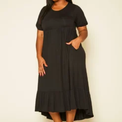 Plus Size Short Sleeve Flare Maxi Dress -Radiant Drape Sales 2019976 001 3