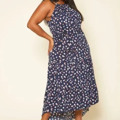 Plus Size Polka Dot Print Flare Maxi Dress