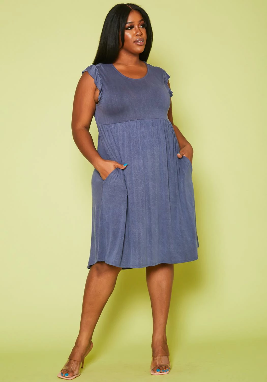 Plus Size Ruffle Sleeve Flare Mini Dress 1 Plus Size Ruffle Sleeve Flare Mini Dress