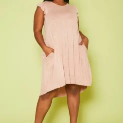 Plus Size Ruffle Sleeve Flare Mini Dress