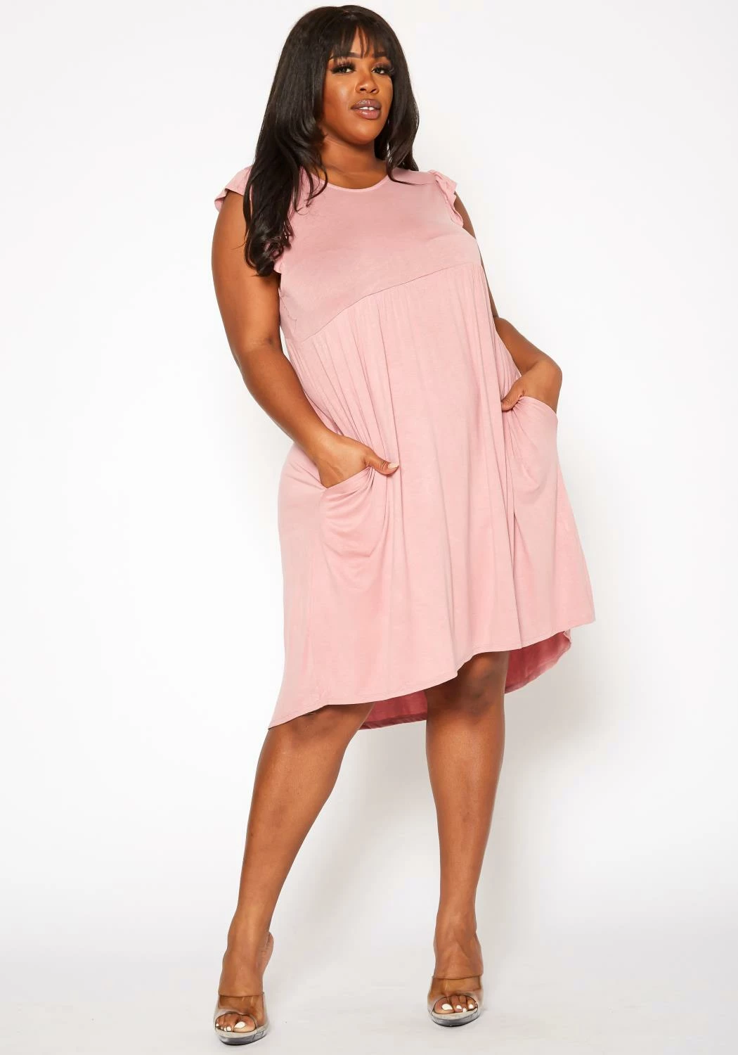 Plus Size Ruffle Sleeve Flare Mini Dress 2 Plus Size Ruffle Sleeve Flare Mini Dress - Image 2