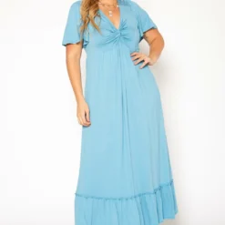 Plus Size Twist Hem Flare Maxi Dress