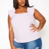 Plus Size Short Sleeve Linen Top
