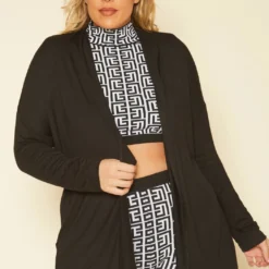 Plus Size Open Front Casual Cardigan