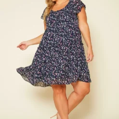 Plus Size Tiered Floral Dress