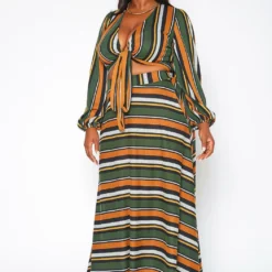Plus Size Multi Striped Two Piece Set -Radiant Drape Sales 2020016 002 3