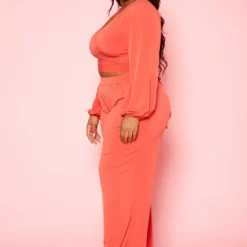 Plus Size Wrap Crop Top & Wide Pants Set -Radiant Drape Sales 2020022 001 2