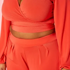 Plus Size Wrap Crop Top & Wide Pants Set -Radiant Drape Sales 2020022 001 4