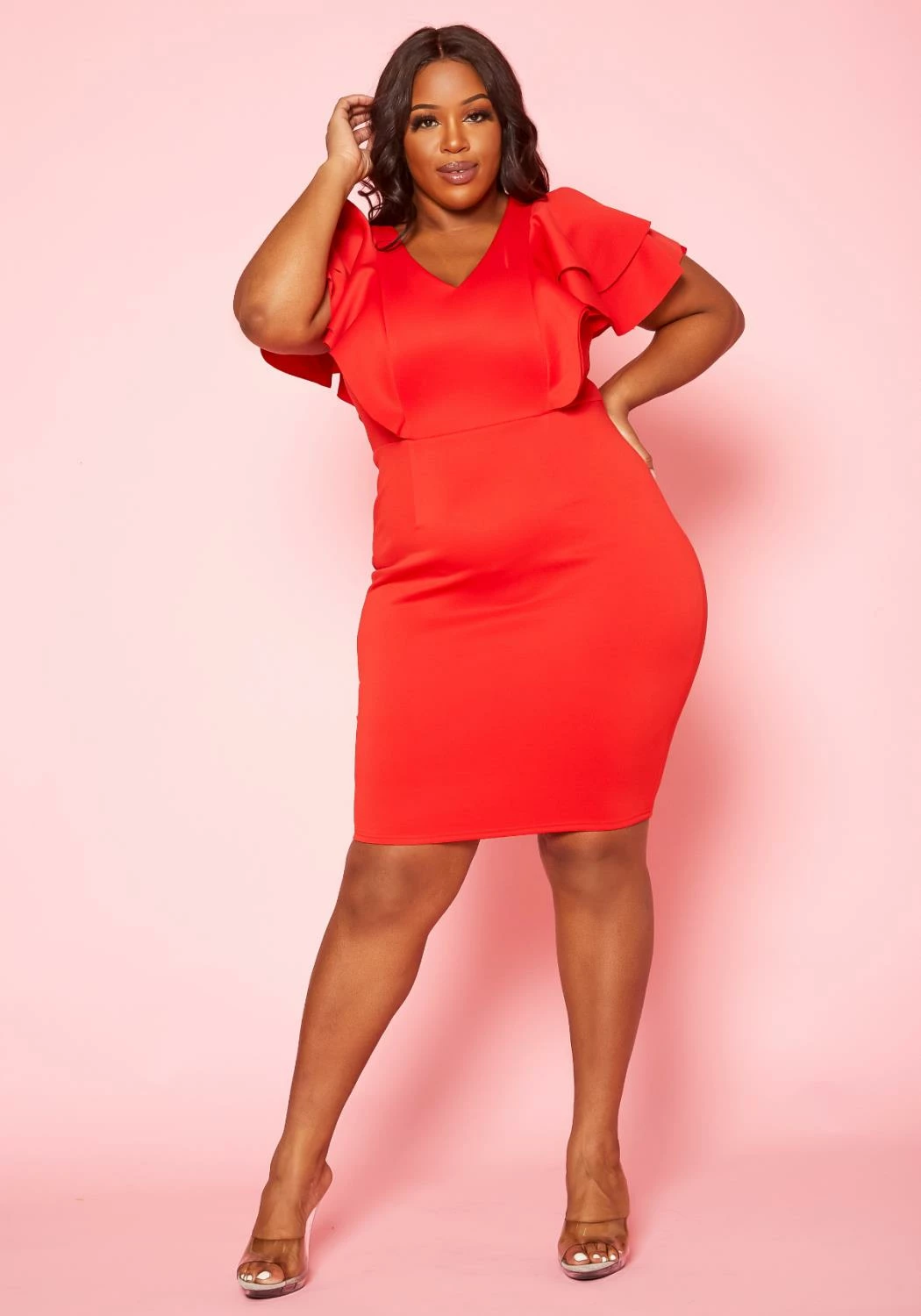 Plus Size Ruffle Sleeve Mini Dress 1 Plus Size Ruffle Sleeve Mini Dress