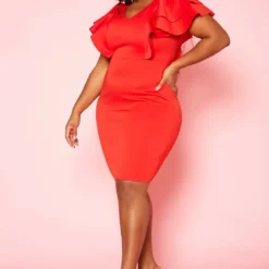 Plus Size Ruffle Sleeve Mini Dress 7 Plus Size Ruffle Sleeve Mini Dress -Radiant Drape Sales 2020026 001 2