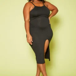 Plus Size Basic Slit Hem Cami Dress -Radiant Drape Sales 2020030 001 0