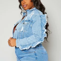 Plus Size Ruffle Trim Denim Jacket -Radiant Drape Sales 2020043 001 2