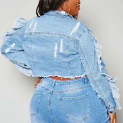 Plus Size Ruffle Trim Denim Jacket -Radiant Drape Sales 2020043 001 3