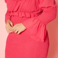 Plus Size Smocked Off Shoulder Mini Dress 9 Plus Size Smocked Off Shoulder Mini Dress -Radiant Drape Sales 2020099 001 3
