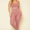 Plus Size Ribbed Racerback Tank Top & Leggings Set
