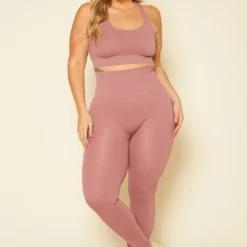 Plus Size Ribbed Racerback Tank Top & Leggings Set