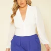 Plus Size Corset Hem Long Sleeve Top