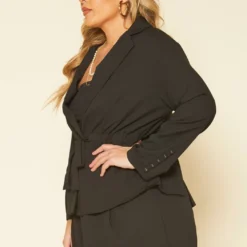 Plus Size Notch Collar Blazer & Shorts Set -Radiant Drape Sales 2020119 001 2