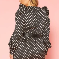 Plus Size Polka Dot Long Sleeve Mini Dress 8 Plus Size Polka Dot Long Sleeve Mini Dress -Radiant Drape Sales 2020120 001 3