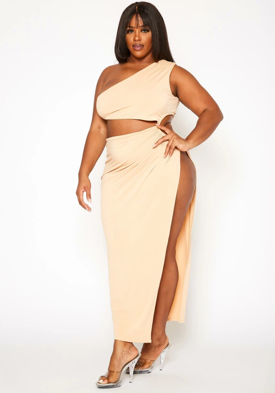Plus Size High Slit Hem Maxi Dress 1 Plus Size High Slit Hem Maxi Dress