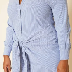 Plus Size Striped Collar Neck Mini Dress -Radiant Drape Sales 2020135 001 4